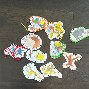 Curious George lacing card set
